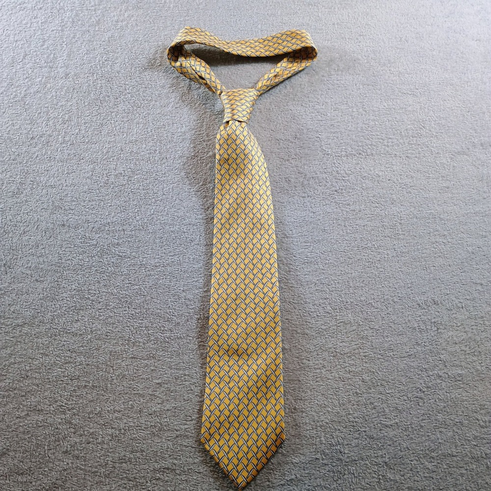 IZOD Mens Silk Tie Yellow‎ Blue Airplane Pattern OS Classic Necktie Preppy